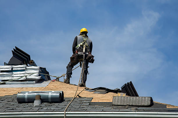 Professional Gutter Installation technician working in New Smyrna Beach, FL